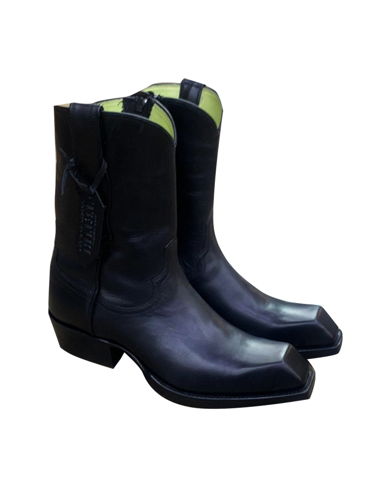 Midnight Steer — Black calfskin western boot with square toe (view 3)