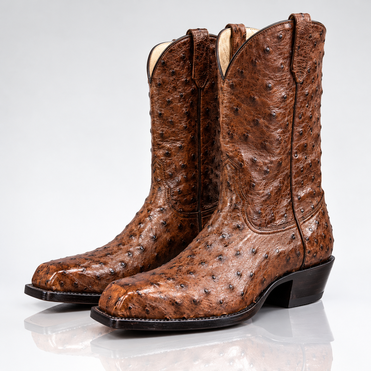 Coc Brown — Brown full-quill ostrich western boot (view 2)