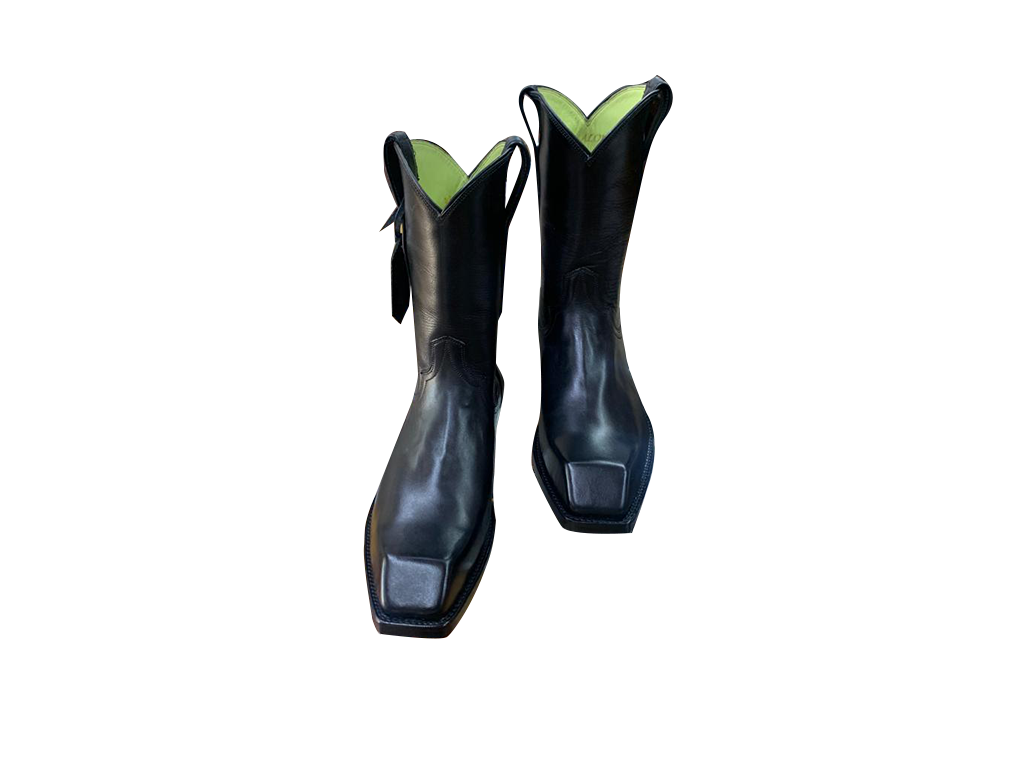 Midnight Steer — Black calfskin western boot with square toe (view 2)