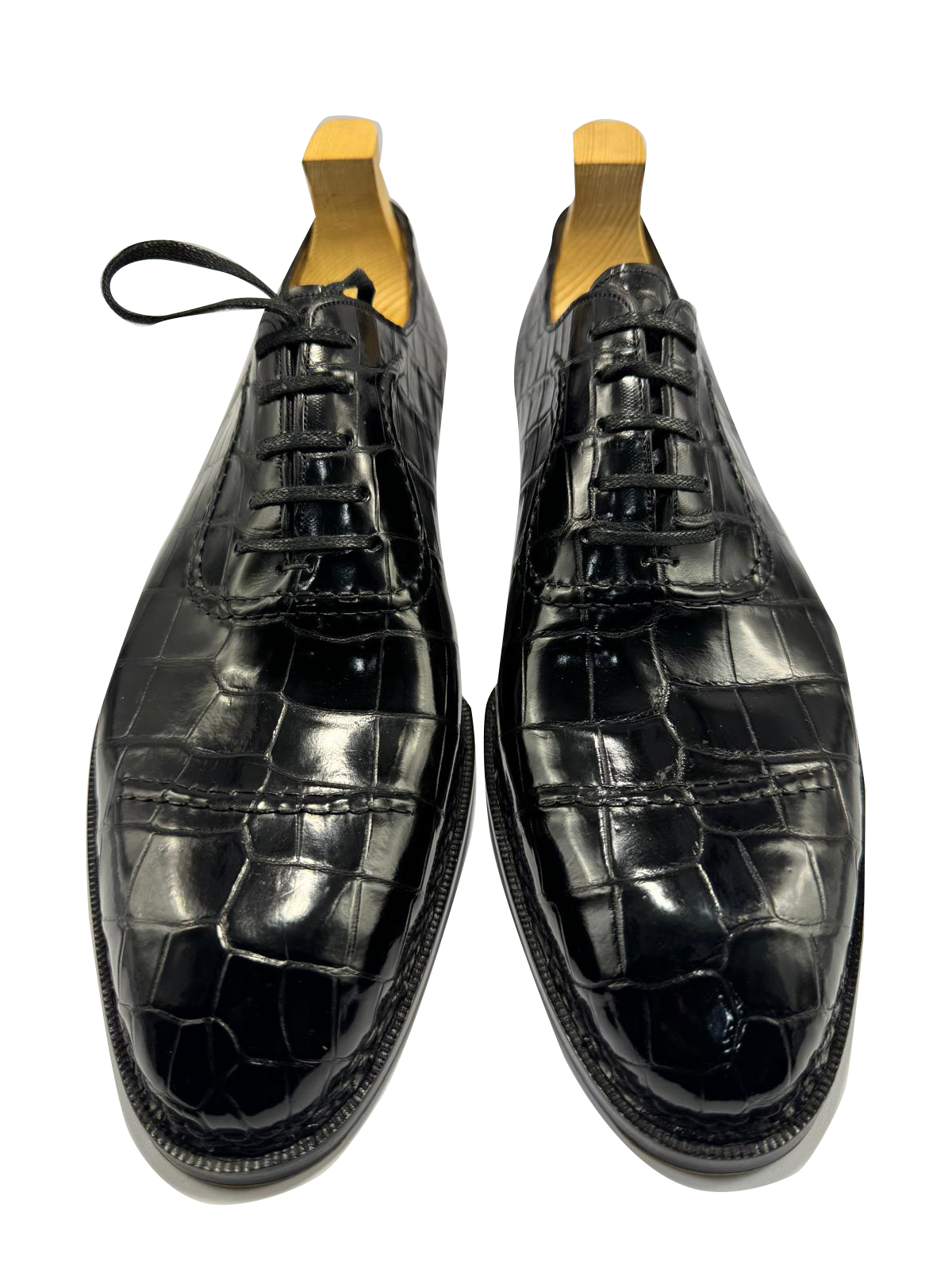 Mini Cosmic Croc — Black mini-croc lace-up dress shoe (view 3)