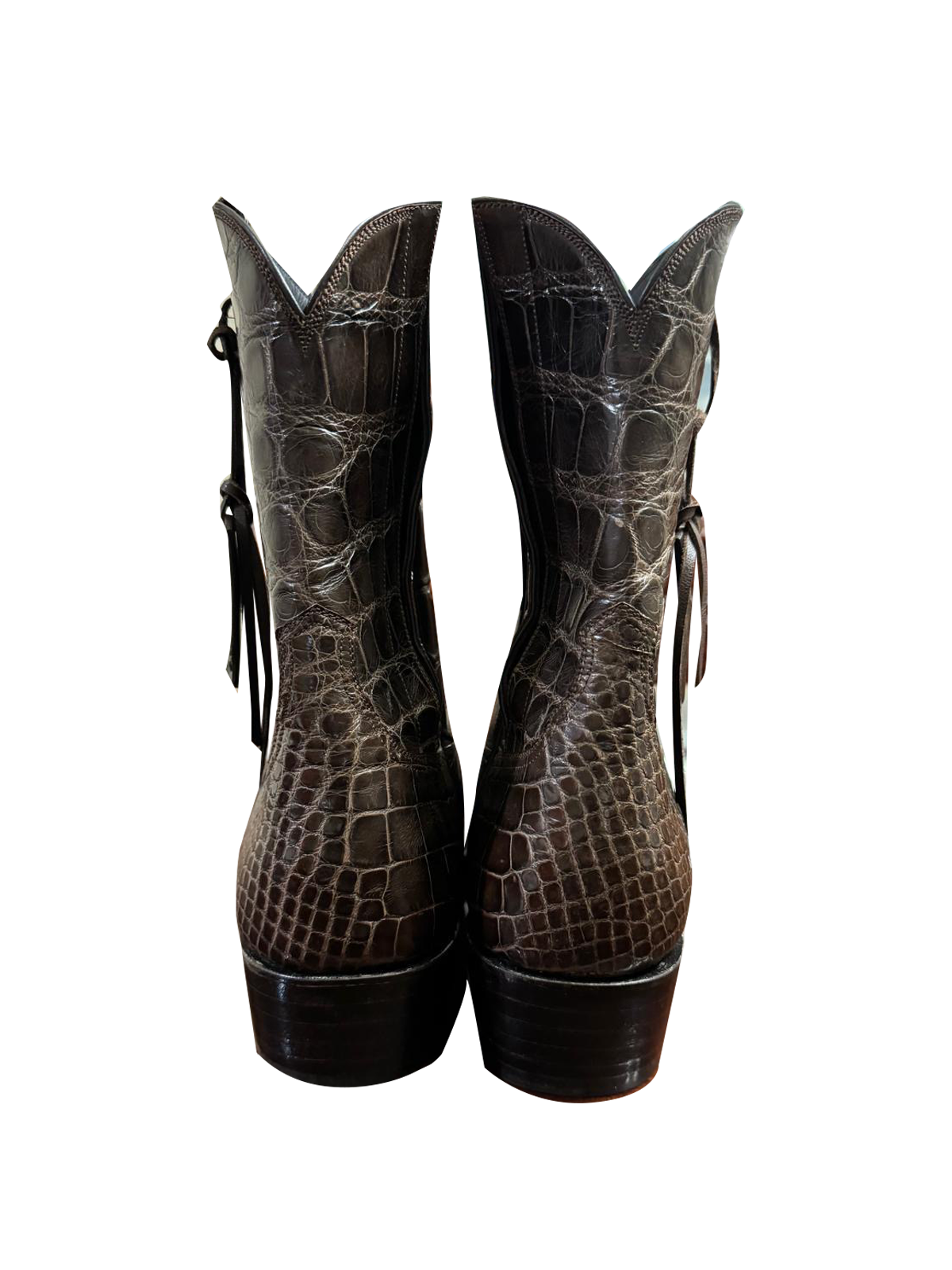 Cosmic Croc — Genuine crocodile western boot in aged brown (view 3)