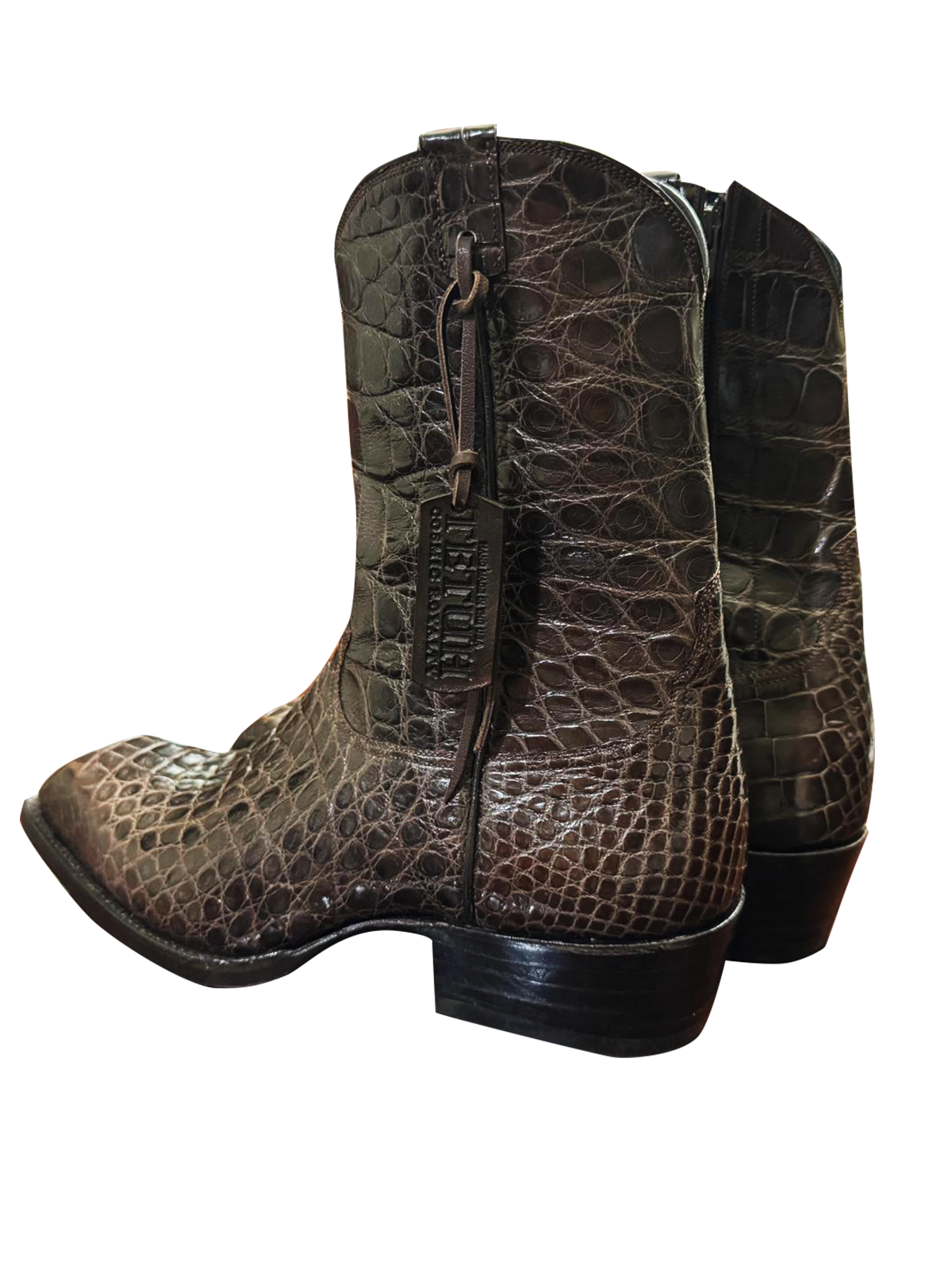 Cosmic Croc — Genuine crocodile western boot in aged brown